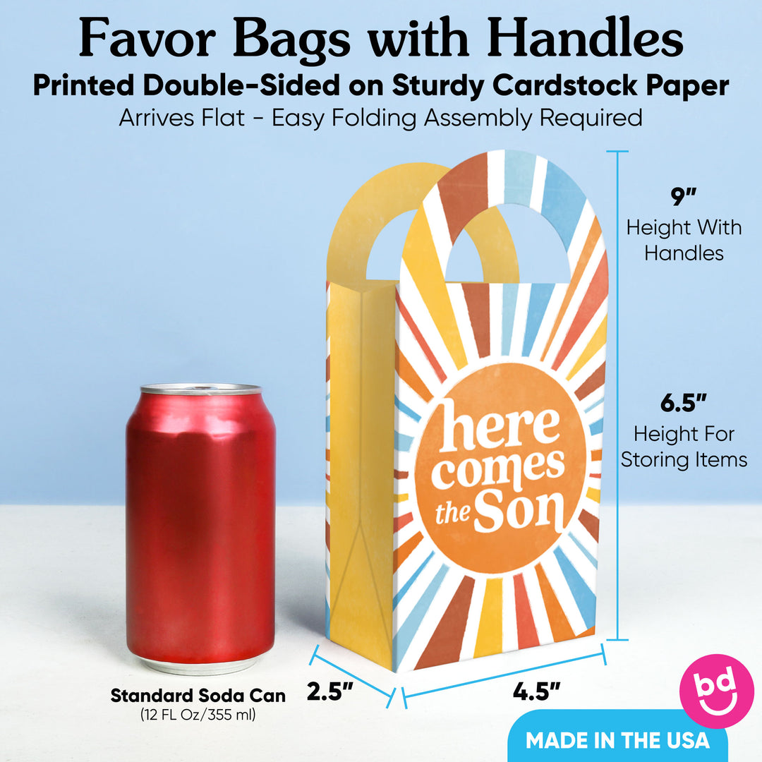 Here Comes The Son Paper Favor Bags - 12 Ct