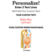 Custom Text Here Comes The Son Paper Favor Bags - 12 Ct