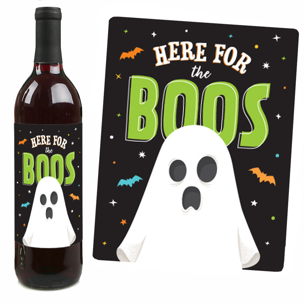Here For The Boos - Wine Bottle Stickers - 4 Ct