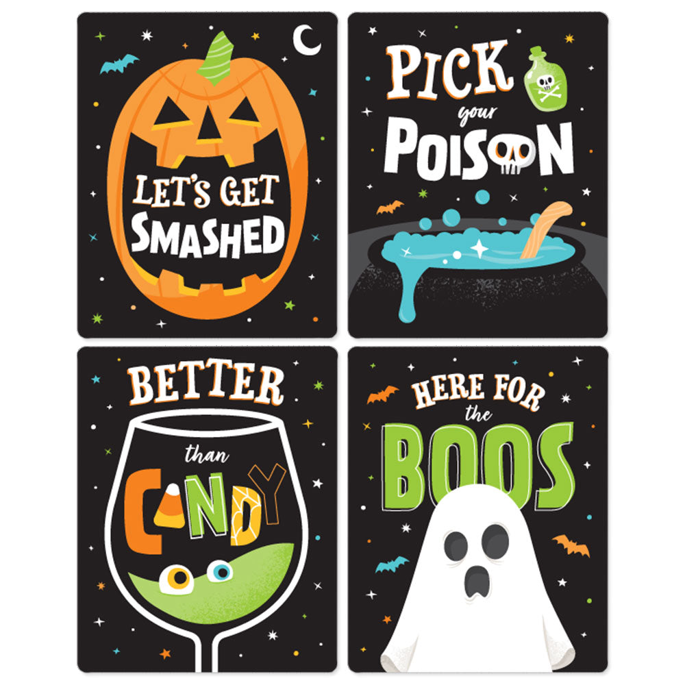 Here For The Boos - Wine Bottle Stickers - 4 Ct