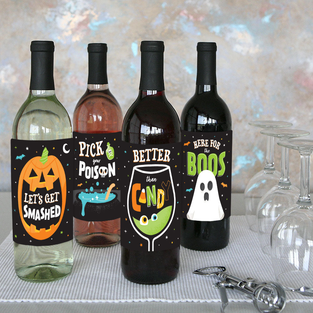 Here For The Boos - Wine Bottle Stickers - 4 Ct