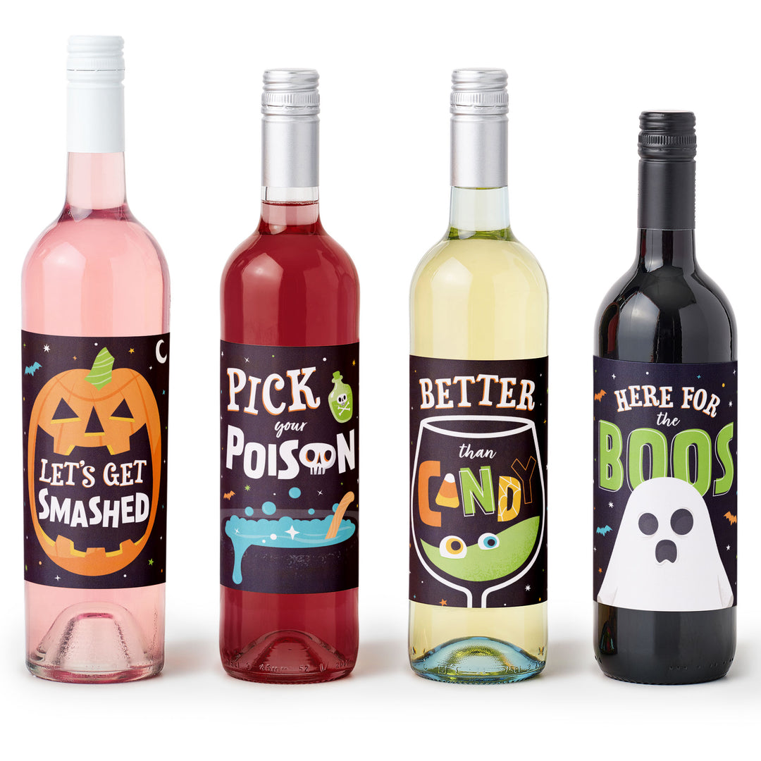 Here For The Boos - Wine Bottle Stickers - 4 Ct