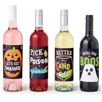 Here For The Boos - Wine Bottle Stickers - 4 Ct