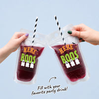 Custom Text Drink Pouches - Here for the Boos - 12 Ct