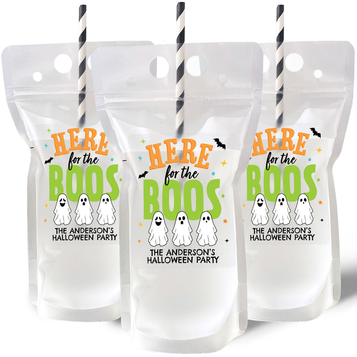 Custom Text Drink Pouches - Here for the Boos - 12 Ct