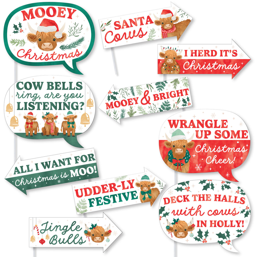 Highland Christmas Cow Funny Photo Props - 10 Ct