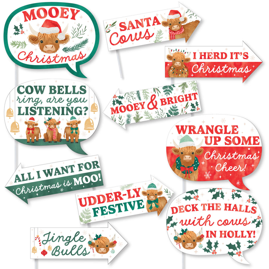 Highland Christmas Cow Funny Photo Props - 10 Ct