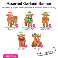 Highland Christmas Cow Garland Banner - 15 Pc