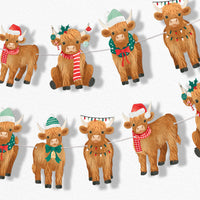 Highland Christmas Cow Garland Banner - 15 Pc
