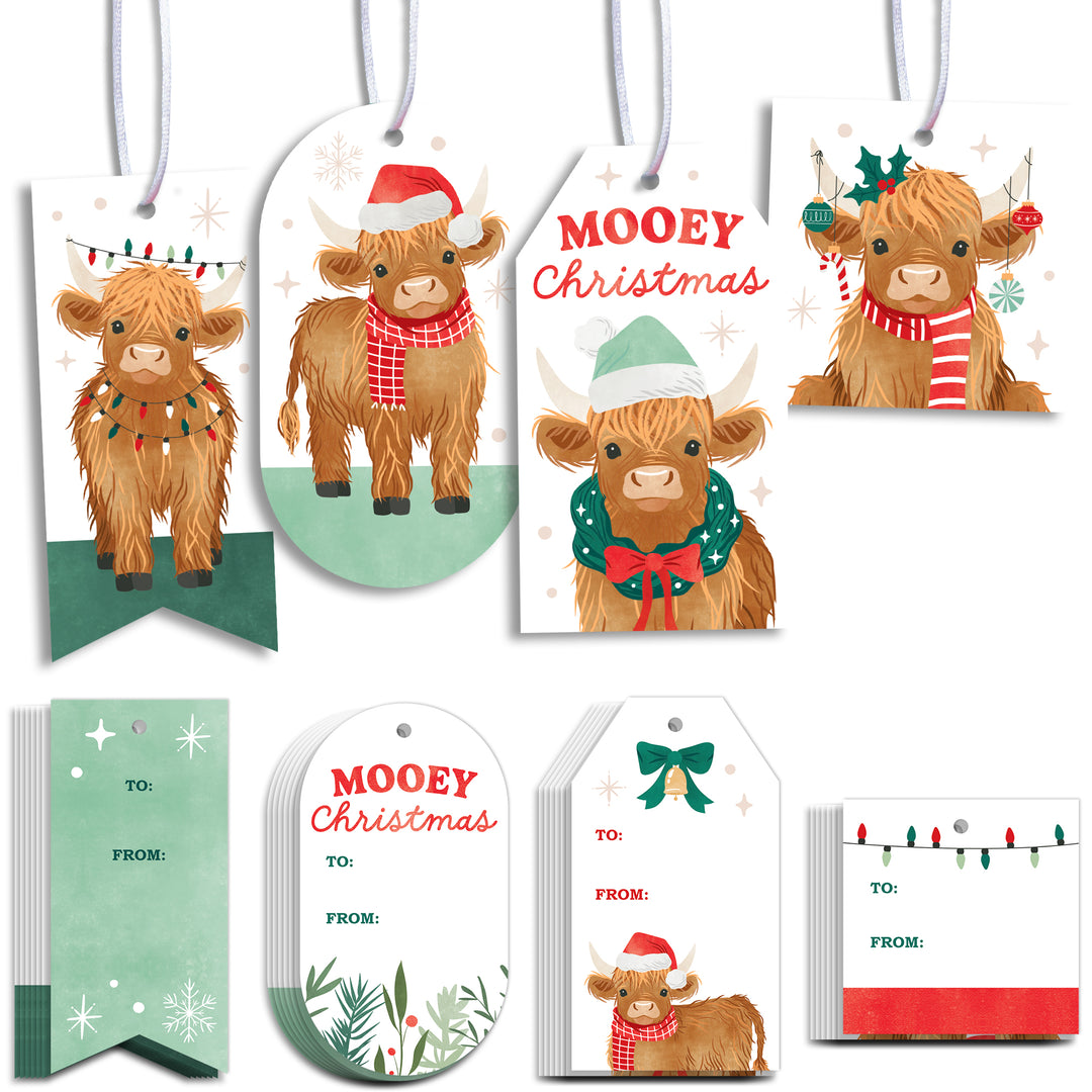 Highland Christmas Cow Gift Tags - 24 Ct