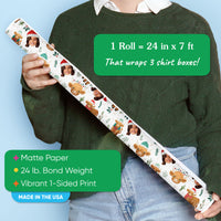 Custom Face Wrapping Paper - Highland Christmas Cow