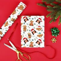 Custom Face Wrapping Paper - Highland Christmas Cow