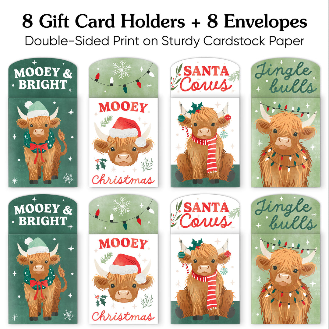 Highland Christmas Cow Nifty Gifty Card Holders - 8 Ct