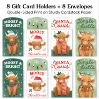 Highland Christmas Cow Nifty Gifty Card Holders - 8 Ct