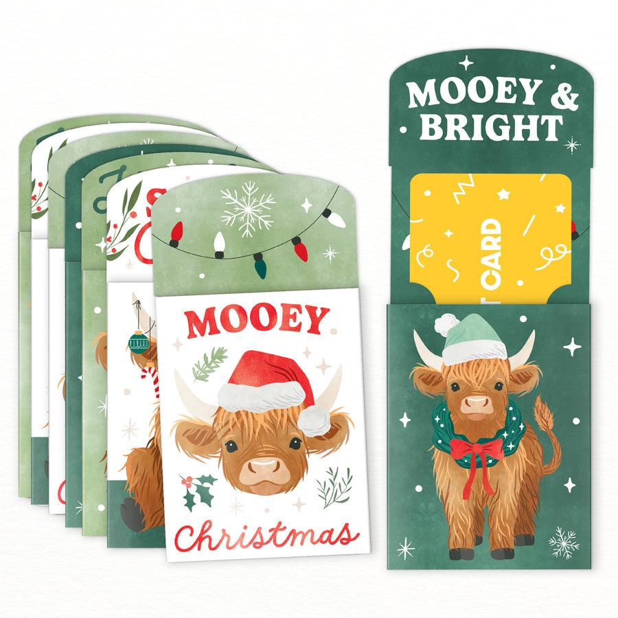 Highland Christmas Cow Nifty Gifty Card Holders - 8 Ct