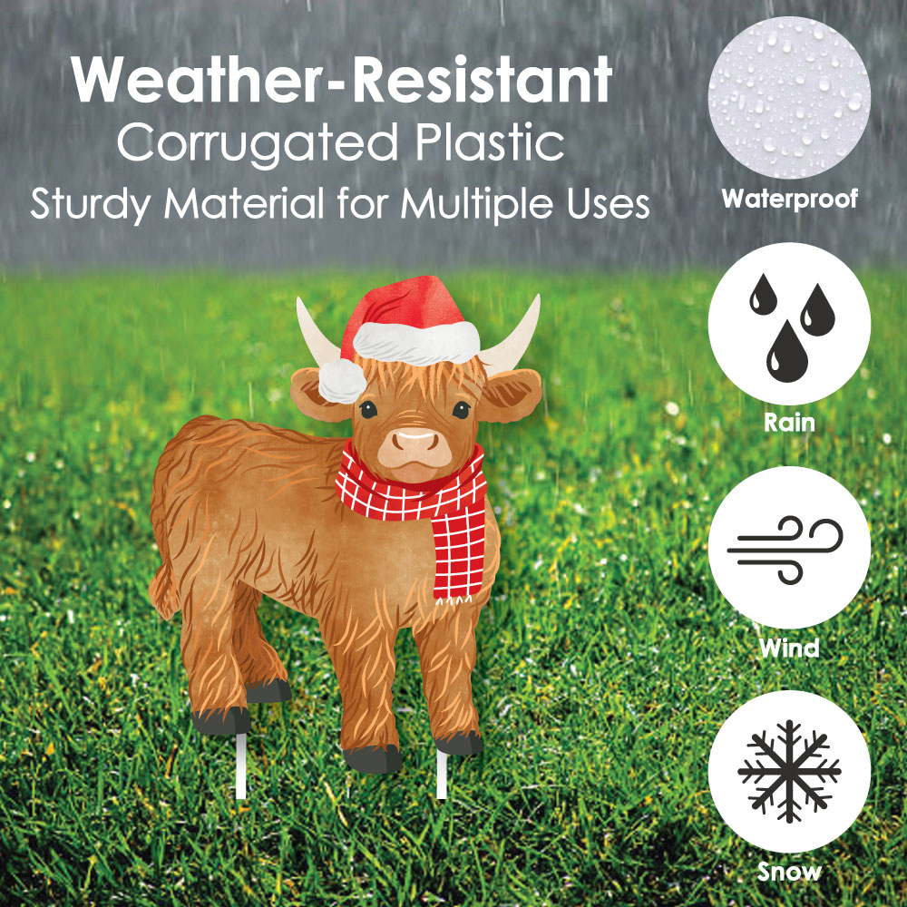 Highland Christmas Cow Lawn Decorations - 8 Pc