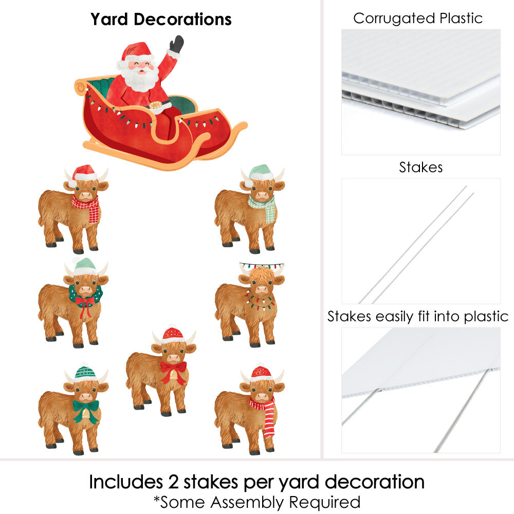 Highland Christmas Cow Lawn Decorations - 8 Pc