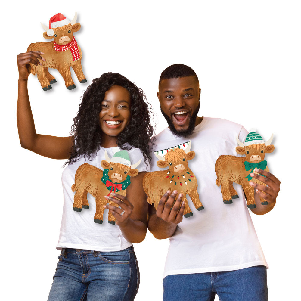 Highland Christmas Cow Lawn Decorations - 8 Pc