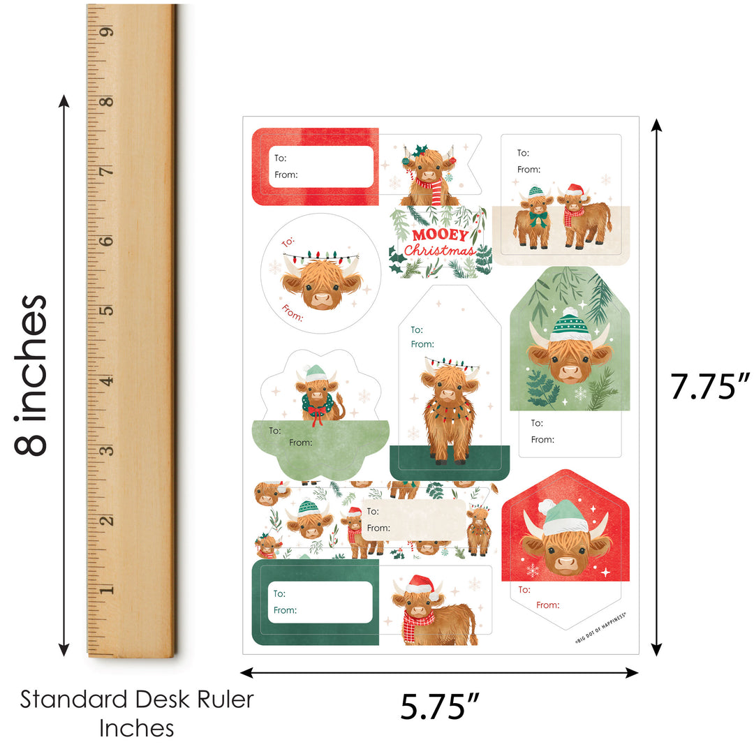 Highland Christmas Cow To and From Stickers - 12 Sheets