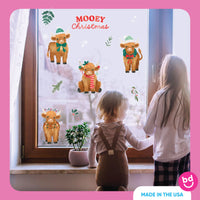 Highland Christmas Cow Window Clings