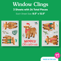 Highland Christmas Cow Window Clings
