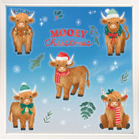Highland Christmas Cow Window Clings