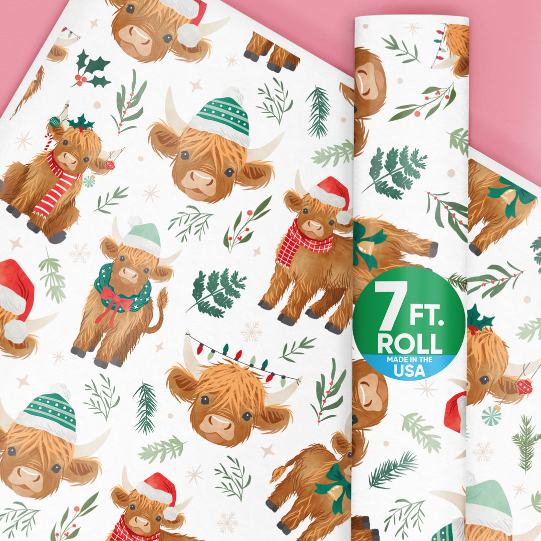 Highland Christmas Cow - Wrapping Paper