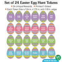 Set of 24 Hippity Hoppity Easter Egg Hunt Tokens 1.25 x 1.75 inches