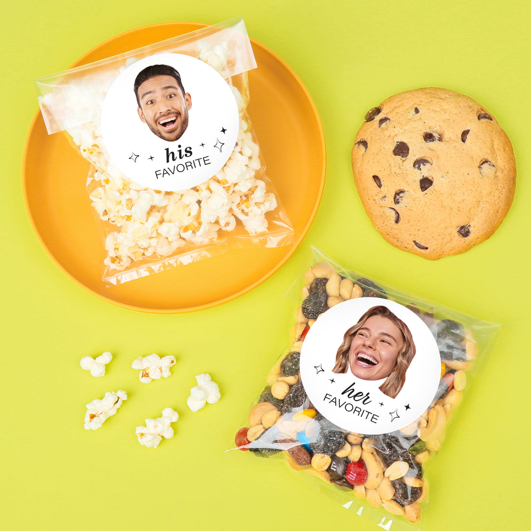 Custom Face Stickers & Clear Cookie Bags - His & Hers Favorite