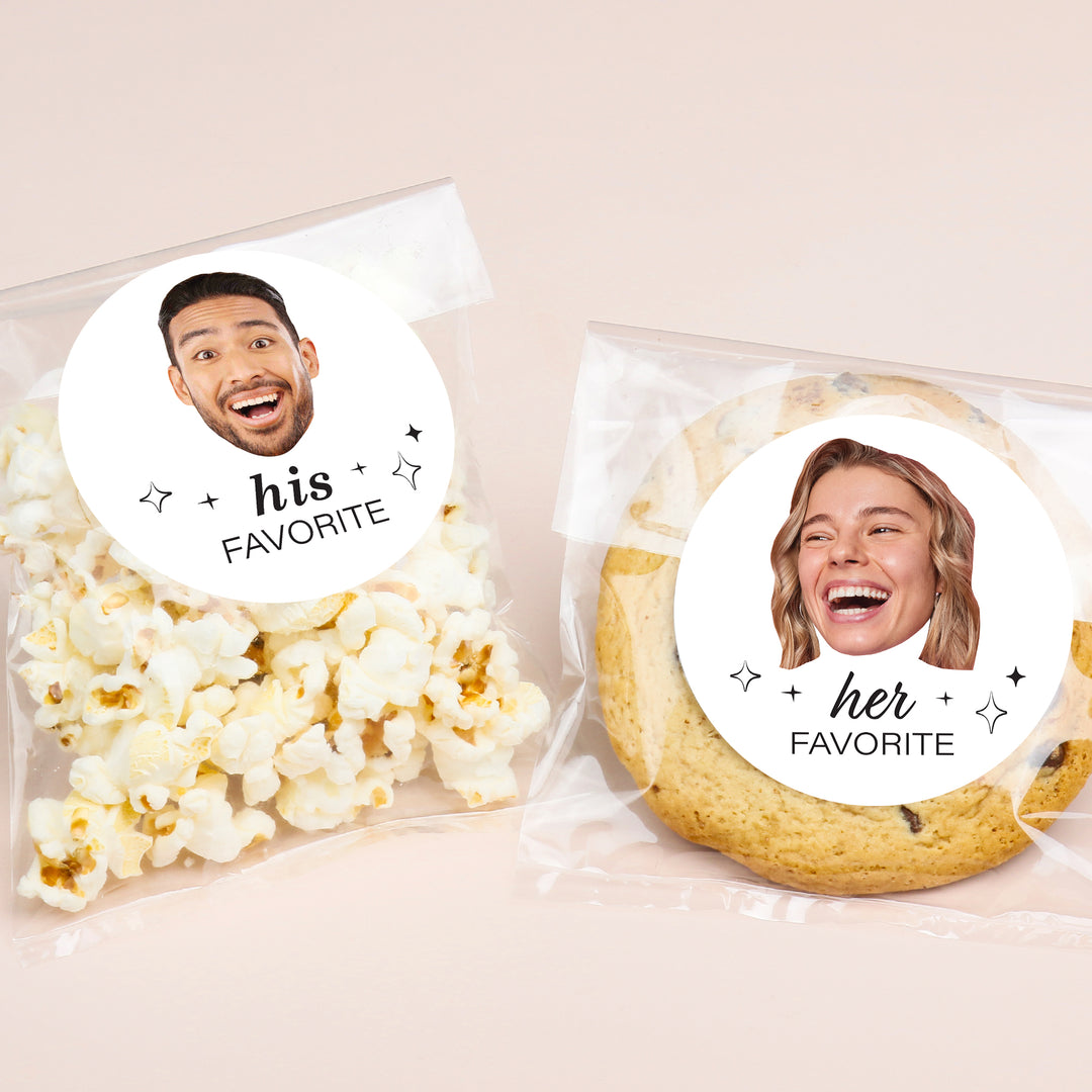 Custom Face Stickers & Clear Cookie Bags - His & Hers Favorite