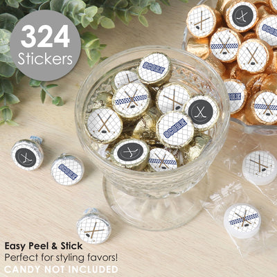 Shoots & Scores! - Hockey - Baby Shower or Birthday Party Small Round Candy Stickers - Party Favor Labels - 324 Count
