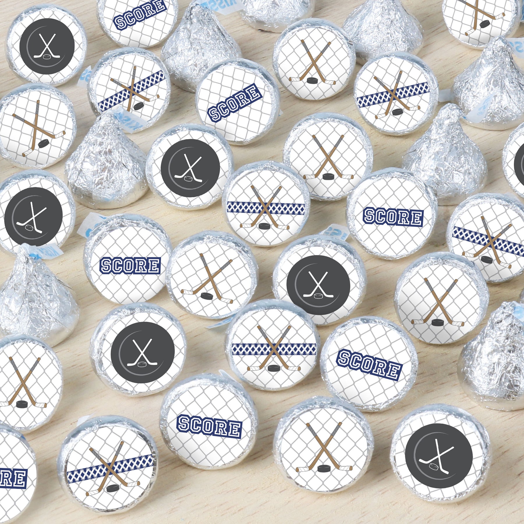 Shoots  Scores! Hockey Baby Shower or Birthday Party Small Round Candy  Stickers Party Favor Labels 324 Count – Big Dot  of Happiness LLC