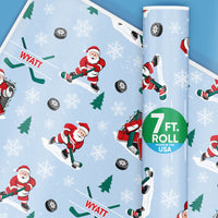 Custom Text Wrapping Paper - Hockey Santa