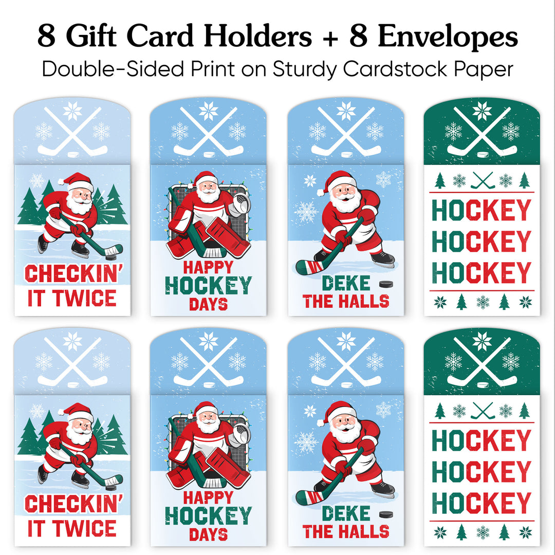 Hockey Santa Nifty Gifty Card Holders - 8 Ct