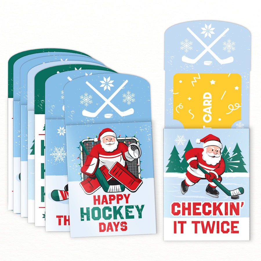 Hockey Santa Nifty Gifty Card Holders - 8 Ct