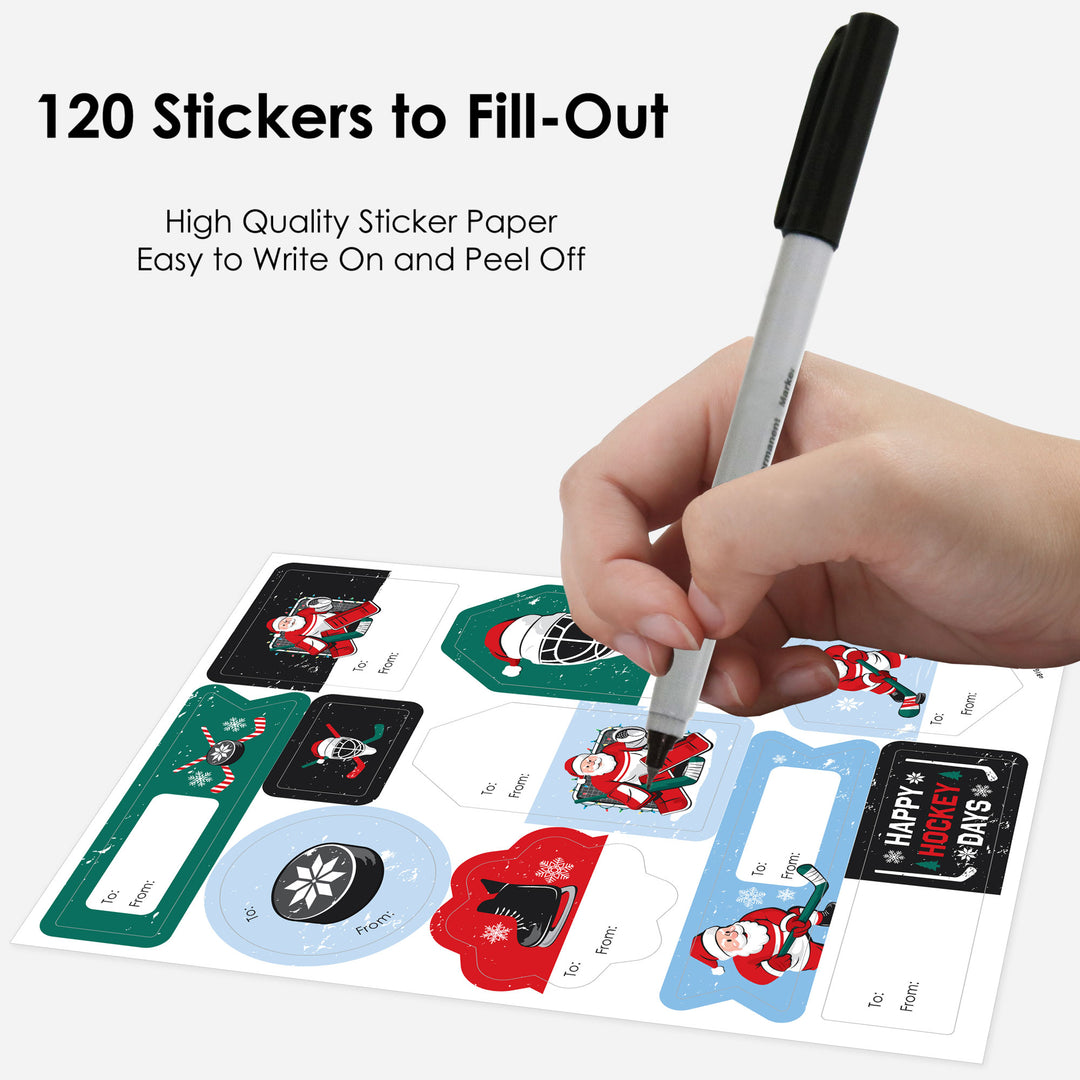 Hockey Santa To and From Stickers - 12 Sheets