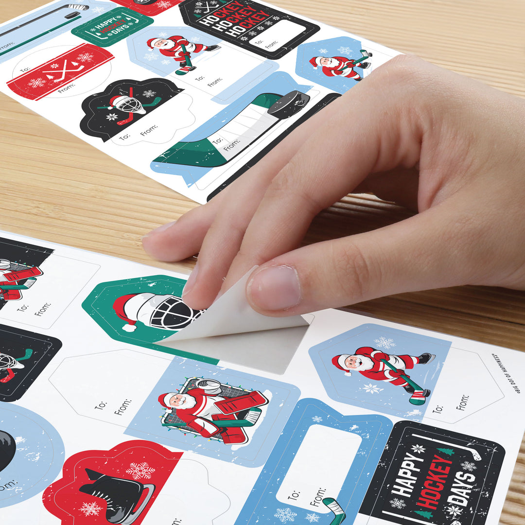 Hockey Santa To and From Stickers - 12 Sheets