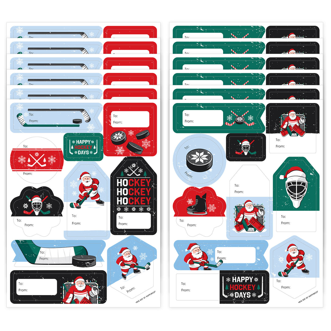 Hockey Santa To and From Stickers - 12 Sheets