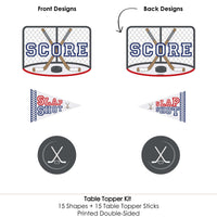 Shoots & Scores! - Hockey - Baby Shower or Birthday Party Centerpiece Sticks - Table Toppers - Set of 15