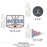 Shoots & Scores! - Hockey - Baby Shower or Birthday Party Centerpiece Sticks - Table Toppers - Set of 15