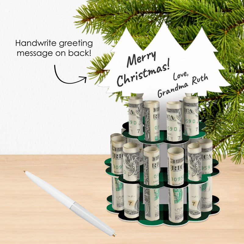 Holiday Plaid Trees - DIY Buffalo Plaid Christmas Party Money Holder Gift - Cash Cake