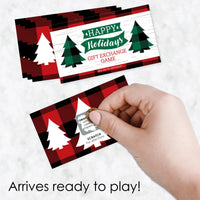 Holiday Plaid Trees - Buffalo Plaid Christmas Party Gift Exchange Game Scratch Off Cards - 22 Count