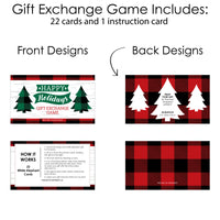Holiday Plaid Trees - Buffalo Plaid Christmas Party Gift Exchange Game Scratch Off Cards - 22 Count