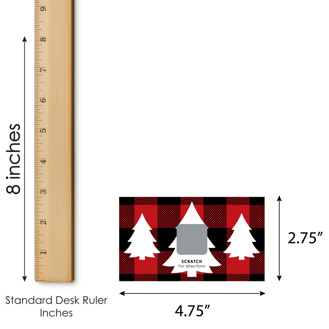 Holiday Plaid Trees - Buffalo Plaid Christmas Party Gift Exchange Game Scratch Off Cards - 22 Count