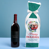 Custom Photo Wine Bags - Holiday Wreath