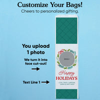 Custom Photo Wine Bags - Holiday Wreath