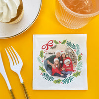 Custom Photo Napkins - Holiday Wreath