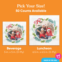 Custom Photo Napkins - Holiday Wreath