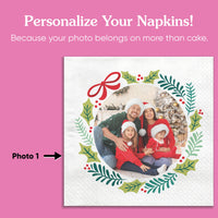 Custom Photo Napkins - Holiday Wreath