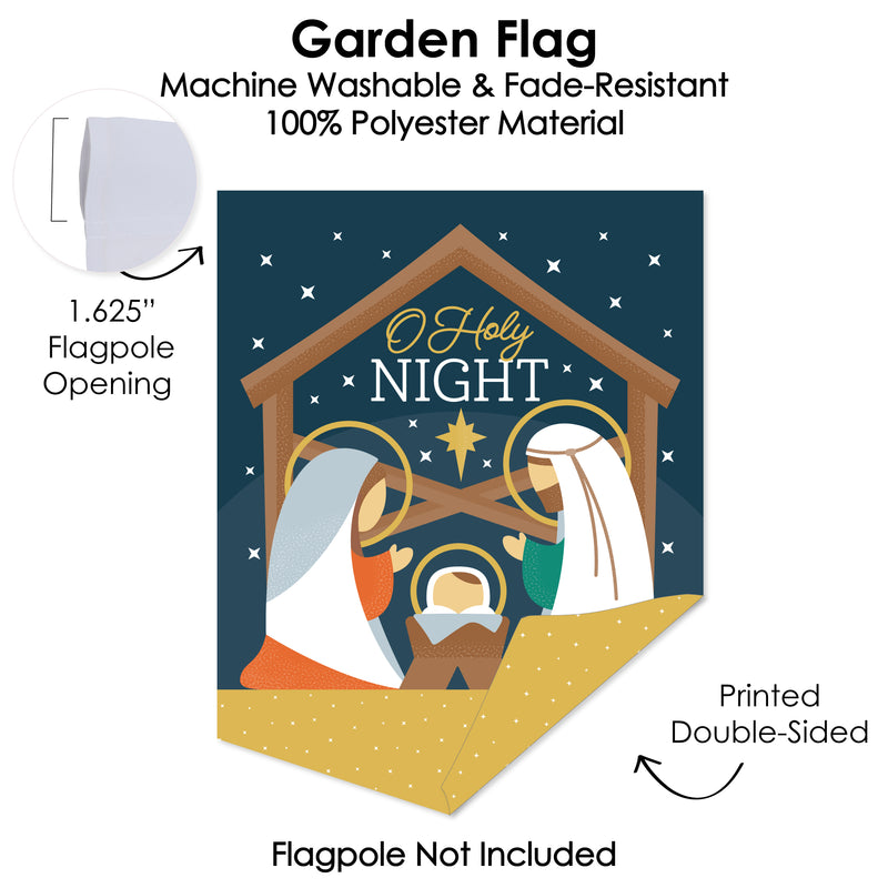 Holy Nativity - Outdoor Home Decorations - Double-Sided Manger Scene Religious Christmas Garden Flag - 12 x 15.25 inches